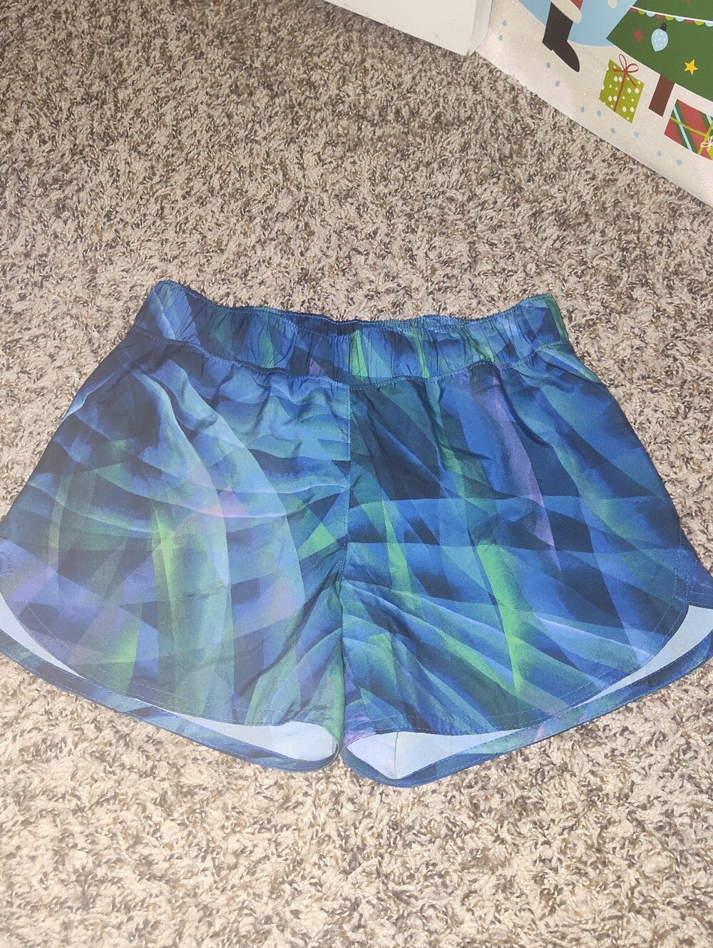 Old Navy Blue and Green Geometric Athletic Shorts- Girls